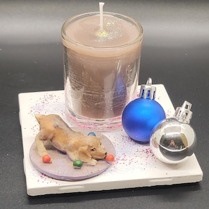 Unique One-Of-A-Kind Christmas Candle Decor-Warm Leather Amber Fragrance-Gift-Present