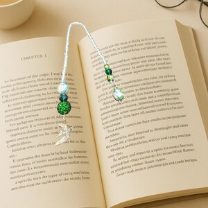 Unieke handgemaakte bladwijzer met glaskralen-7 inch-clear Dove-Book Lover-Book Marker-Book Thong-Reader cadeau-moeder cadeau-voor haar-cadeau