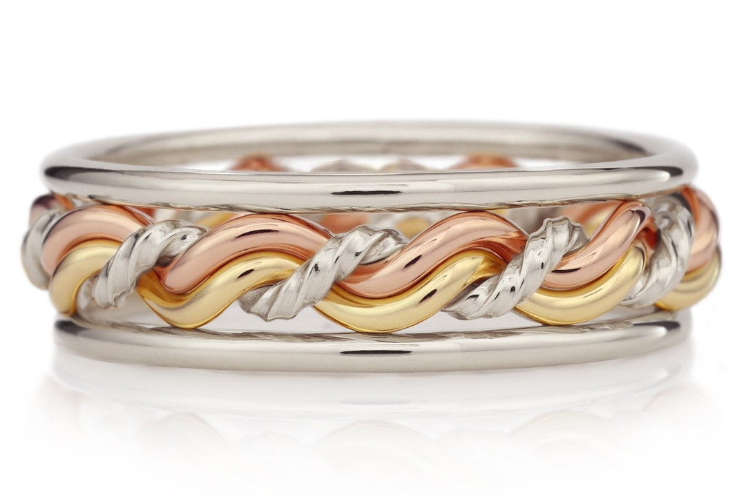 Braided Cord of Three™ Christian Wedding Rings (solid 18k Yellow