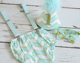 Boys Cake smash outfit - First birthday Baby boy set