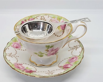 【英国】 ビクトリアン ティーストレナー / スタンド【シルバープレート】 英国アンティーク銀器【純銀1907年＆シルバープレート】ティー