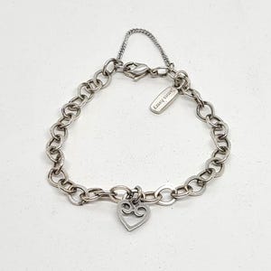 James Avery Forged Link Charm Bracelet Retired Remembrance Heart Charm Sterling Silver