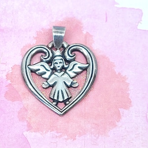 James Avery Heart Guardian Angel Pendant Large Sterling Silver Retired