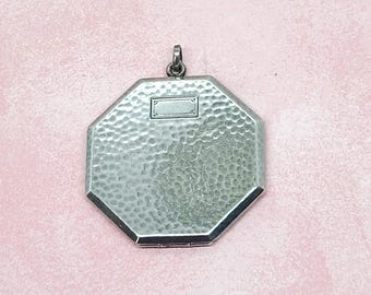 Antiek sterlingzilver medaillon Edwardiaans medaillon groot achthoekig medaillon