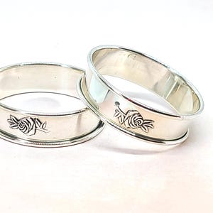 Gorham Rose Sterling Silver Napkin Rings Pair No Monograms