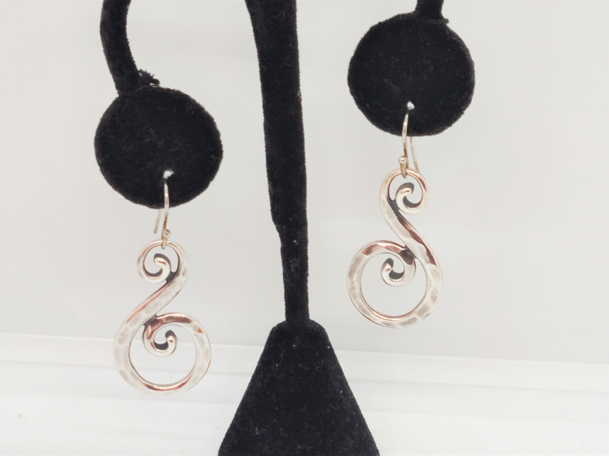 James Avery Swirl Hammered Drop Earrings Retired Sterling Silver