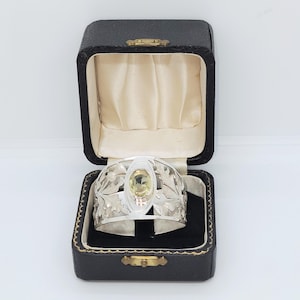 Sterling Silver Napkin Ring Cairngorm 1907 Birmingham England Scottish Thistle Rare Antique Large