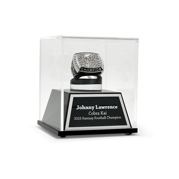 FANTASYJOCKS Custom Acrylic Championship Ring Display Case -  Perfect for Baseball Football Basketball Cheer Softball or Replica Rings