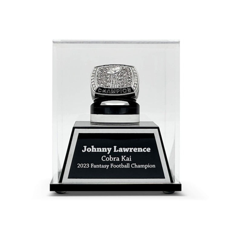 Custom Acrylic Championship Ring Display Case - Engraved Plaque image 1