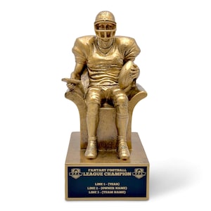 FANTASYJOCKS Fantasy Football Championship Trophy - Annual Golden Armchair includes Custom Laser Engraving