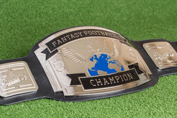 FANTASYJOCKS Fantasy Football Championship Belt Trophy, White/Silver