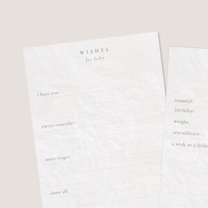 Predicciones Tarjeta de deseos del bebé — Género neutro, Recuerdo del baby shower, Consejos para el bebé, Blanco y negro, Descarga digital minimalista / imprimible