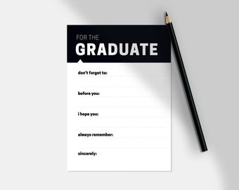 Graduate Keepsake — Unisex Advice Cards, Graduation Party, Black & White, Fill in the Blank Printable, Graduating Seniors | Digital Download