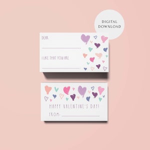 Hearts & Love — Compliment Cards for Kids, Valentines Day Classroom Exchange, Student Affirmations, Valentine Printable | Digital Download