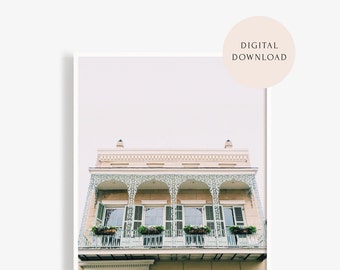 Vieux Carré — New Orleans Digital Print | Nola Art, Bourbon Street, French Quarter, Wall Art Download, Poster Printable — 8x10 16x20 18x24