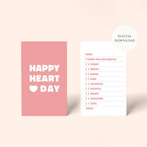 Liste de contrôle pour les compliments : cartes pour la classe de la Saint-Valentin, Saint-Valentin pour l'école, cartes de vœux, imprimables pour les enfants | TÉLÉCHARGEMENT NUMÉRIQUE instantané