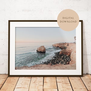 Blissful California Coast Wall Art Download, Sunset Cliffs, San Diego Beach Printable, Sunset Art DIGITAL PRINT 8x10 12x18 16x20 18x24 image 1