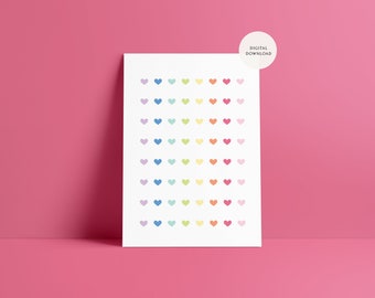 Hearts for Pride — Rainbow Hearts, LGBTQ Art, Printable Wall Art, lgbtq Poster, Colorful Hearts | DIGITAL PRINT 8x10 11x14 12x12 16x20 18x24