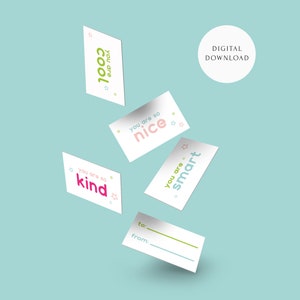 Cartes de compliments — Téléchargement instantané | Affirmations de la Saint-Valentin, vous êtes cool, gentil et intelligent, Saint-Valentin imprimable en classe pour les enfants
