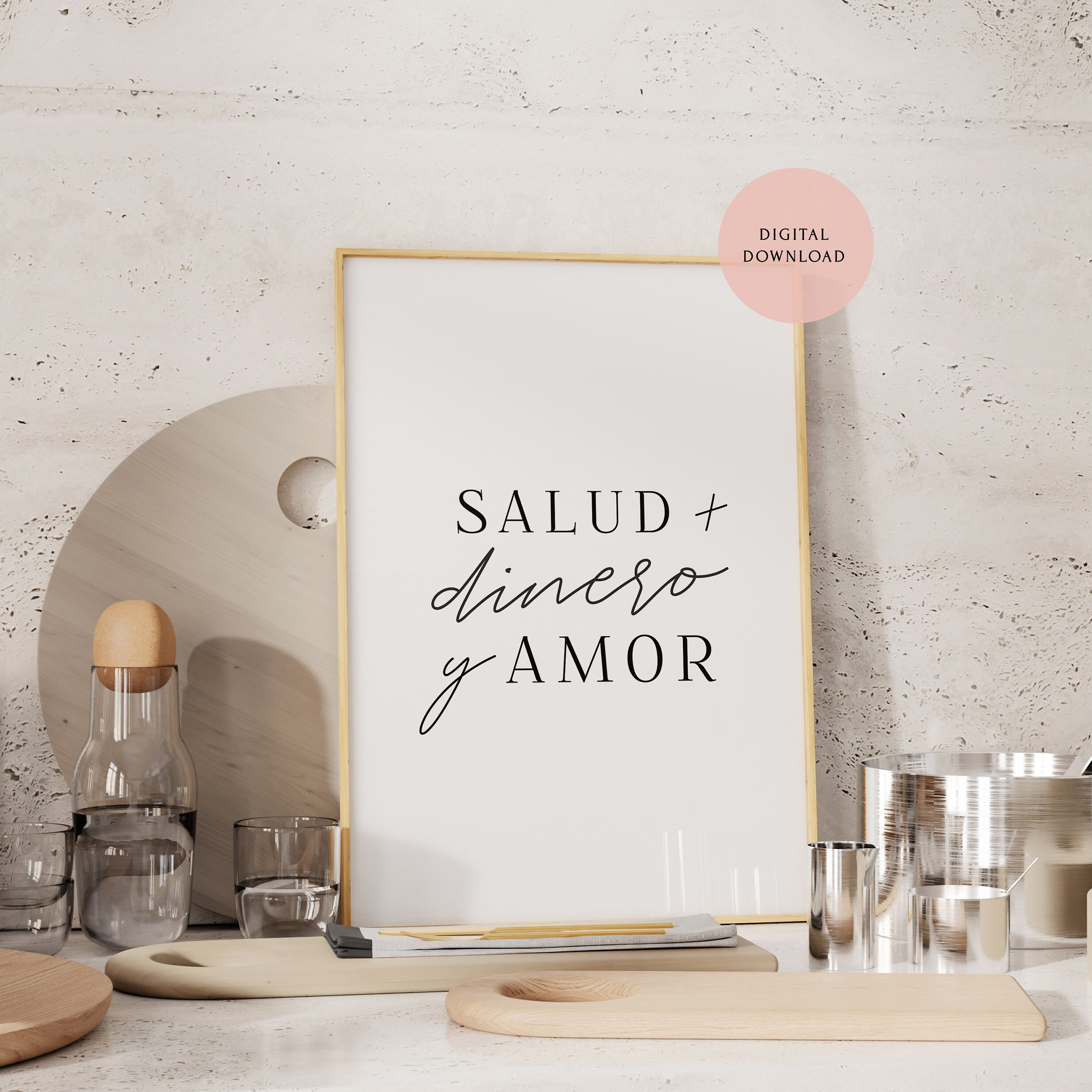 Salud Dinero Amor — Digital Print | Salud Poster, Cocina Kitchen Sign, Spanish Sayings, Latina Home Decor, Wall Art — 8x10 11x14 16x20 18x24