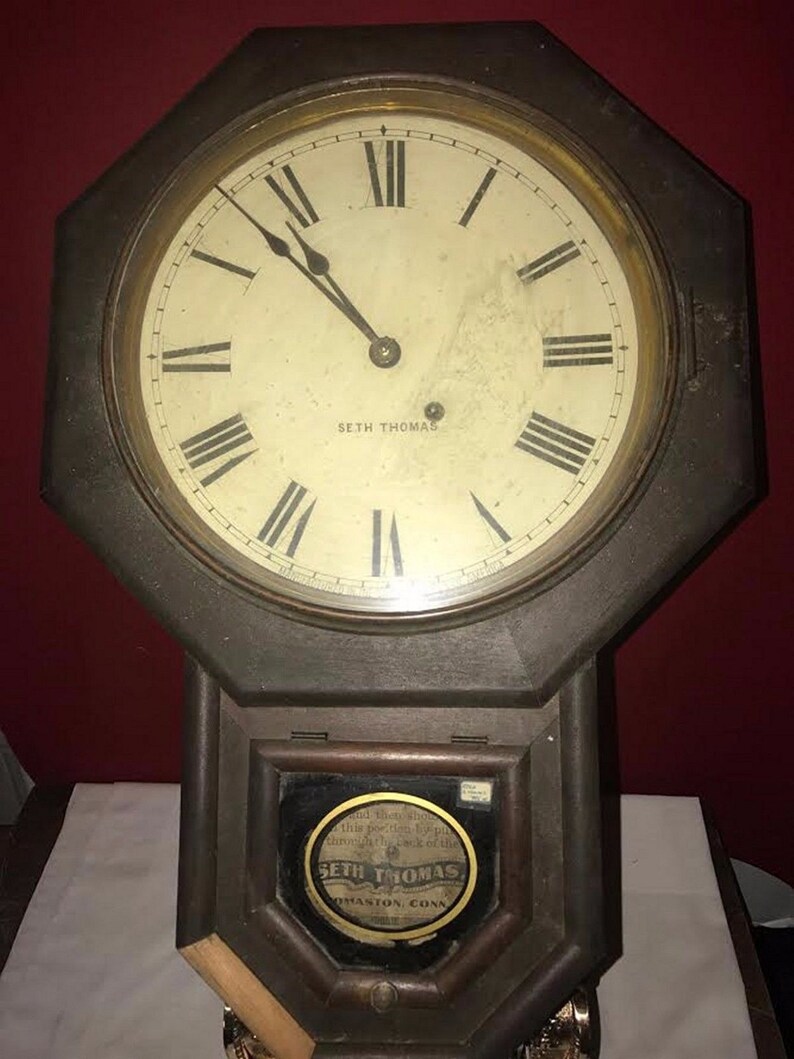 Vintage Old 1906 Seth Thomas Short Drop Wall Regulator Clock