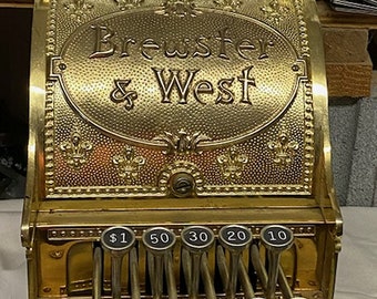 BEAUTIFUL OLD PRISTINE Ornate Brass National Model No. 5 Ser. 350246 Candy Store Cash Register - Personalized Name Plate