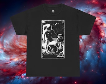 Flooko "Estranged" Astronaut Skull - Black Unisex Heavy Cotton Tee - 100% Cotton - High Quality