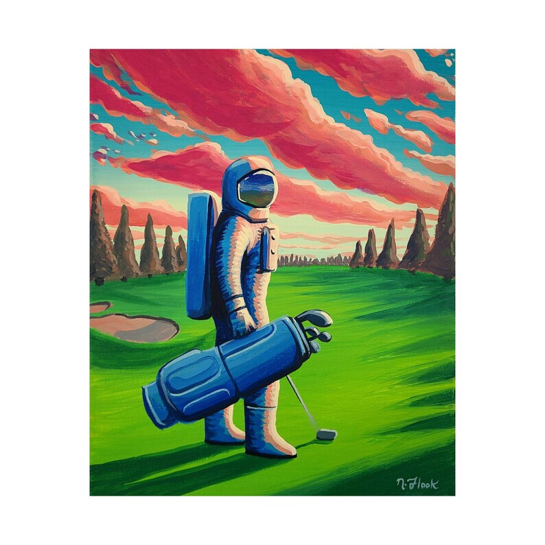 Astro Golfer Flooko Poster Etsy