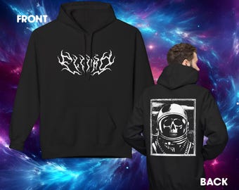 Flooko "Death Metal" Style - Skull Astronaut Back Graphics - Midweight Softstyle Fleece Hoodie - High Quality