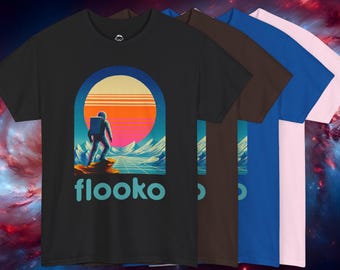Flooko "Spacewave" Astronaut - Multiple Colors - Heavy Cotton Tee - 100% Cotton - High Quality