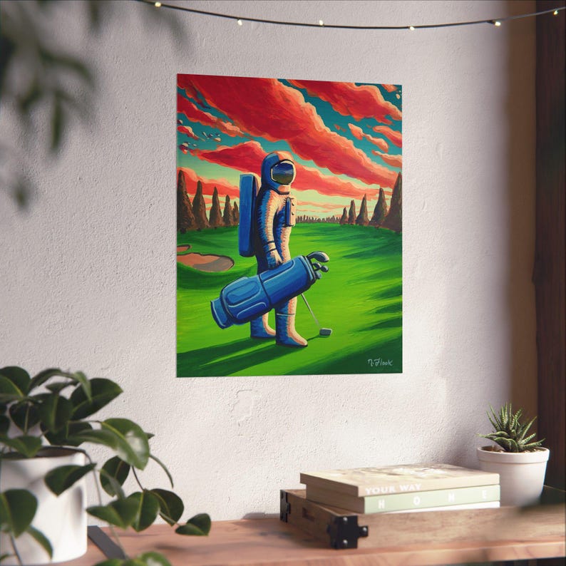 Astro Golfer Flooko Poster Etsy