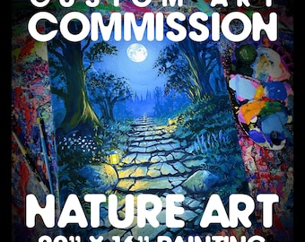 NATURE ART COMMISSION - Custom painted - 16"x20" - Handmade by Flooko