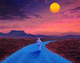 The Road Lit By A Memory - An original acrylic painting by viral artist Flooko - Unique handmade wall art