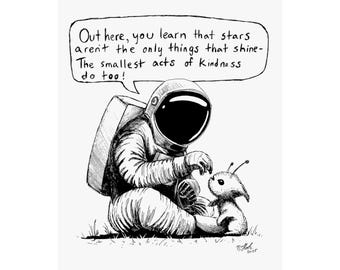 Flooko Inspirational Hand Drawn Comics - "Act Of Kindness" Poster Prints - Various Sizes.