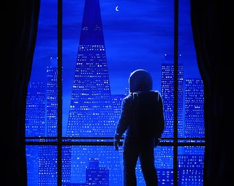 Anochecer - Una pintura acrílica original del artista viral Flooko - Arte mural único hecho a mano