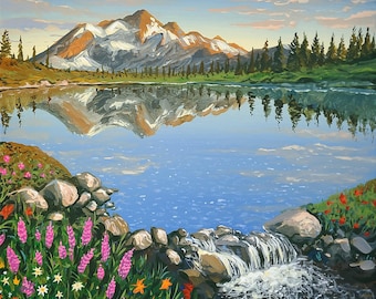 Where The Mountains Learn To Dream - An original acrylic painting by viral artist Flooko - Unique handmade wall art