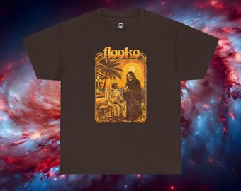 Flooko - Astro And Grim Tiki Bar -  Dark Chocolate Heavy Cotton Tee - 100% Cotton - High Quality