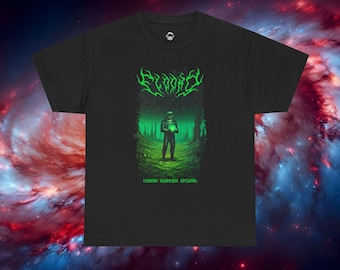 Flooko - Skull Astronaut With Orb - Black Unisex Heavy Cotton Tee - 100% Cotton - High Quality