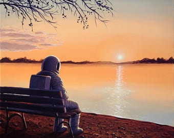 A Conversation With The Day - An original acrylic painting by viral artist Flooko - Unique handmade wall art