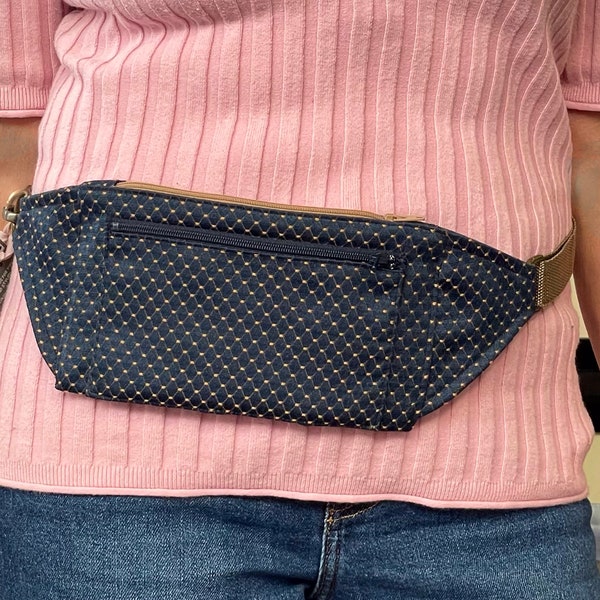 Minimalist Sling Purse/Navy Belt Bag/Thin FannyPack/RFID lining/Comfortable convenient stylish/Dressy Money Belt/Anti-theft Passport Holder