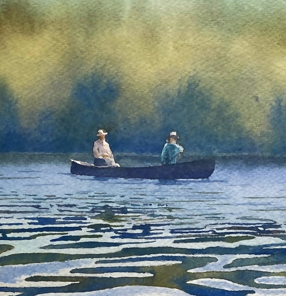 Pintura del lago en canoa; Reflexión sobre el agua; Regalo de los amantes  del lago - Etsy México, image size:966x1000