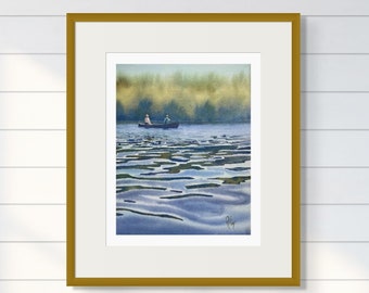 Canoe Lake Painting; Reflection on water; Lake Lovers Gift