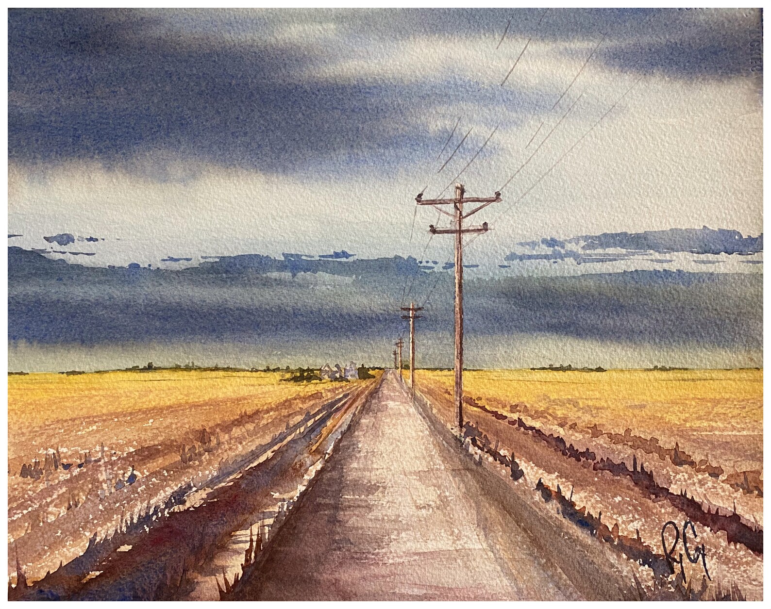 Country Road Painting Giclee Art Print Linesmen Artwork Rural Etsy