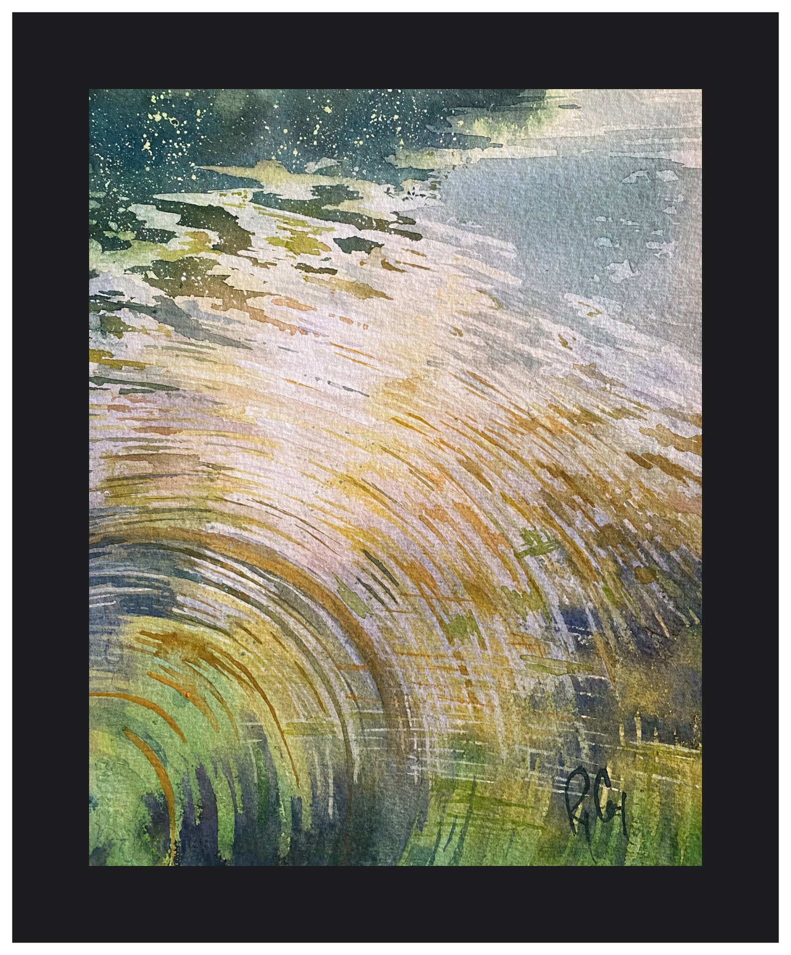 Water Ripple Painting Rippling Water Wall Art. Green Abstract Etsy