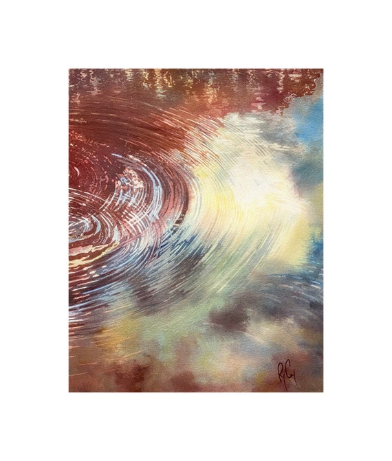 Water Ripple Painting Rippling Water Wall Art. Red Abstract Etsy