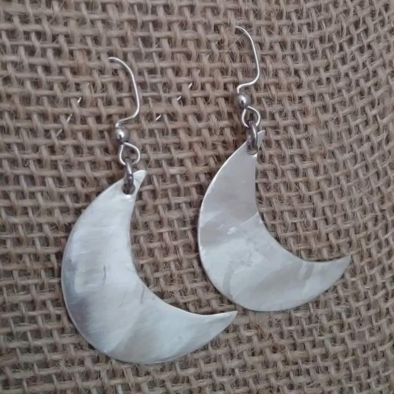 Sterling Silver Half Moon Earrings Etsy