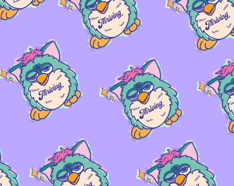 Thriving Holographic Furby Sticker