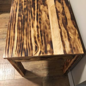 Burnt wood table / Handmade farmhouse table / Rustic Log Cabin Furniture / burnt wood furniture
