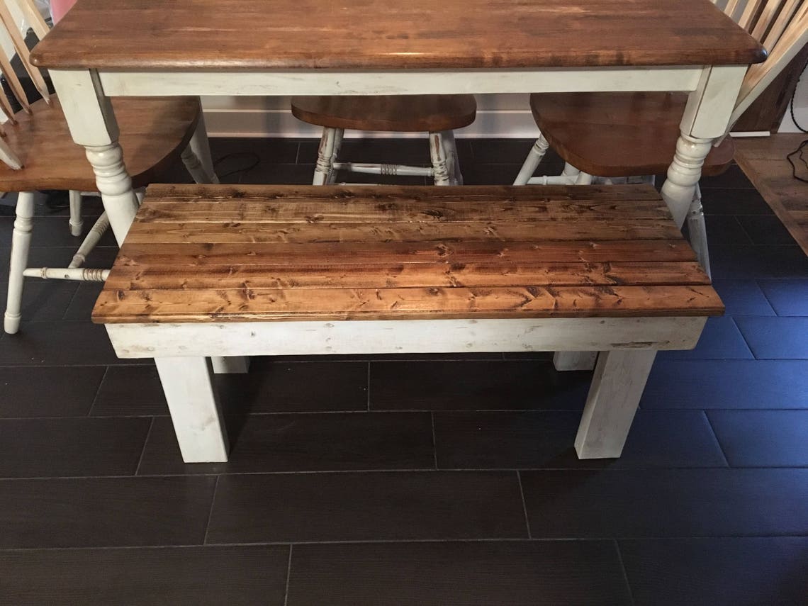 Handmade Reclaimed Wooden Farmhouse Bench / Rustic Dining Bench ...
