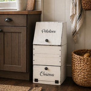 wooden potato & onion bin / vegetable storage / potato bin / onion bin / vegetable box wooden potato and onion bin/ Farmhouse Potato Bin